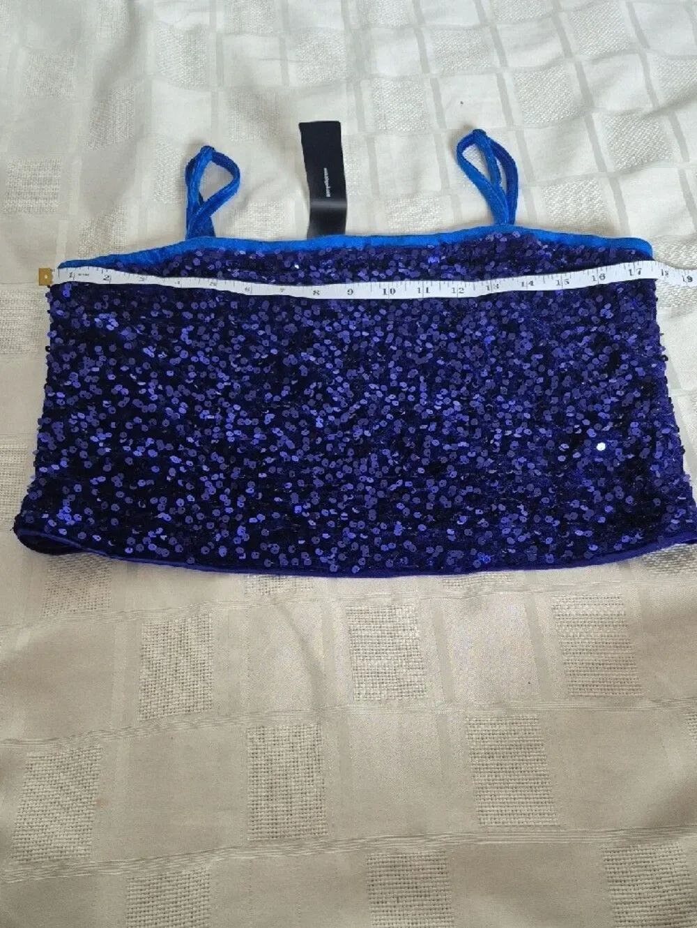 Royal Blue Sequin Spaghetti Strap Camisole - Picture 9 of 16